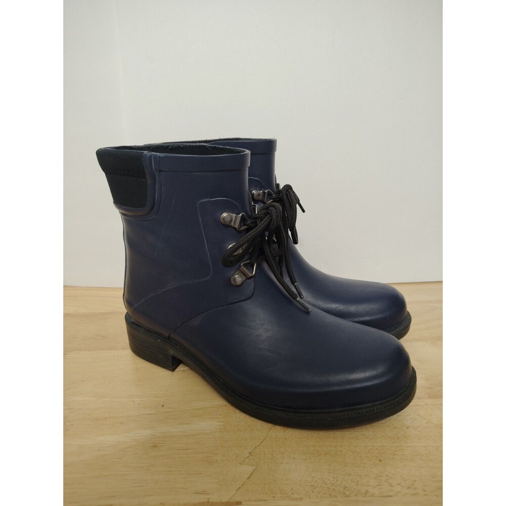 Merona Rain Chore Boots Women’s 8 Brailey Ankle Blue Rubber Lace Up Comfort